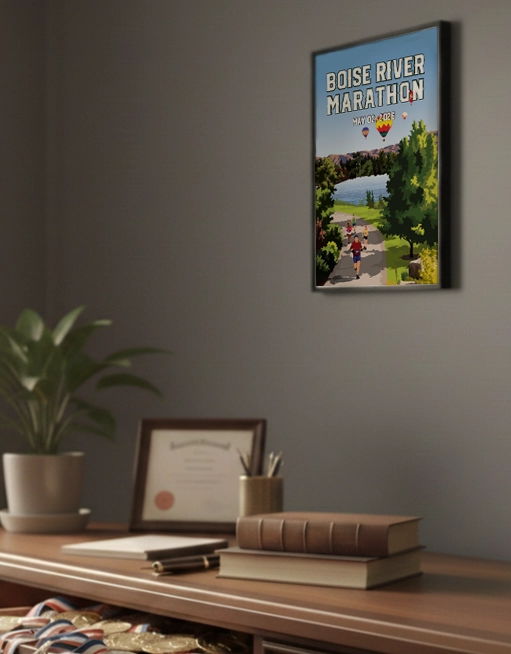 Boise River Marathon_Medal in drawer Poster
