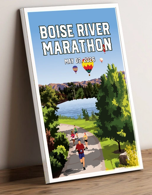 Boise River Marathon_White frame poster